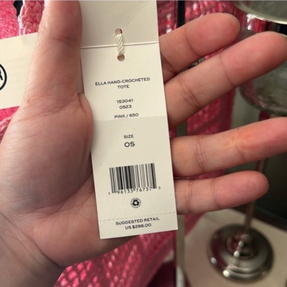 🔥Tory Burch 'ELLA' pink raffia tote bag    NEW! 🔥 - Picture 3 of 9